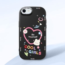 HONTINGA iPhone 8 ile Uyumlu Kılıfı Kamera Korumalı Düşüme Önleyici Basitlik Siyah Yumuşak Silikon Telefon Kılıfı Kalp Desenli K4-0226