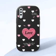 HONTINGA Samsung Galaxy A50S ile Uyumlu Kılıfı Kamera Korumalı Düşüme Önleyici Basitlik Siyah Yumuşak Silikon Telefon Kılıfı Kalp Desenli K4-0228