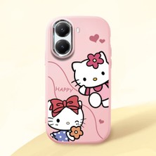 HONTINGA Poco X7 Pro ile Uyumlu Kılıfı Kamera Korumalı Düşüme Önleyici Basitlik Pembe Yumuşak Silikon Telefon Kılıfı Kitty Desenli K4-0224