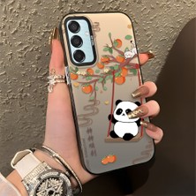 HONTINGA Samsung Galaxy M15 ile Uyumlu Kılıfı Silikon Kenar Sert Arka Düşüme Önleyici Basitlik Anti Düşme Kamera Korumali Kedi Panda Telefon Kılıfı Kadın ve Erkek Için Uygundur K1-0846
