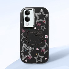 HONTINGA Vivo Y19S Gt 5g ile Uyumlu Kılıfı Kamera Korumalı Düşüme Önleyici Basitlik Siyah Yumuşak Silikon Telefon Kılıfı Hello Kitty Desenli K4-0227