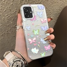 HONTINGA Samsung Galaxy A07 ile Uyumlu Kılıfı Silikon Kenar Sert Arka Düşüme Önleyici Basitlik Anti Düşme Kamera Korumali Küçük Kelebek Desen Telefon Kılıfı Kadın ve Erkek Için Uygundur K1-0851