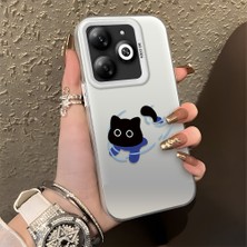 HONTINGA Tecno Spark Go 2024 ile Uyumlu Kılıfı Silikon Kenar Sert Arka Düşüme Önleyici Basitlik Anti Düşme Kamera Korumali Kedi Desen Telefon Kılıfı Kadın ve Erkek Için Uygundur K1-0845