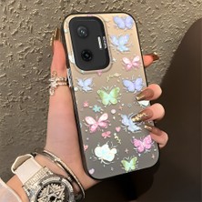 HONTINGA Poco F7 5g ile Uyumlu Kılıfı Silikon Kenar Sert Arka Düşüme Önleyici Basitlik Anti Düşme Kamera Korumali Küçük Kelebek Desen Telefon Kılıfı Kadın ve Erkek Için Uygundur K1-0851