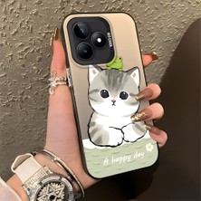 HONTINGA Realme Note 50 ile Uyumlu Kılıfı Silikon Kenar Sert Arka Düşüme Önleyici Basitlik Anti Düşme Kamera Korumali Kedi Desen Telefon Kılıfı Kadın ve Erkek Için Uygundur K1-0852