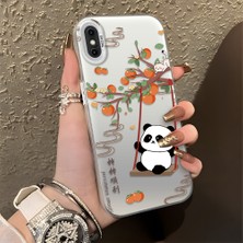 HONTINGA iPhone x ile Uyumlu Kılıfı Silikon Kenar Sert Arka Düşüme Önleyici Basitlik Anti Düşme Kamera Korumali Kedi Panda Telefon Kılıfı Kadın ve Erkek Için Uygundur K1-0846