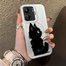 HONTINGA Xiaomi Redmi 13C ile Uyumlu Kılıfı Silikon Kenar Sert Arka Düşüme Önleyici Basitlik Anti Düşme Kamera Korumali Kedi Desen Telefon Kılıfı Kadın ve Erkek Için Uygundur K1-0850