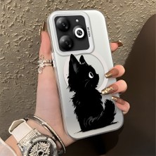 HONTINGA Infinix Smart 8 ile Uyumlu Kılıfı Silikon Kenar Sert Arka Düşüme Önleyici Basitlik Anti Düşme Kamera Korumali Kedi Desen Telefon Kılıfı Kadın ve Erkek Için Uygundur K1-0850