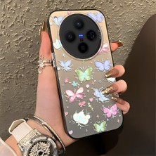 HONTINGA Vivo X300 ile Uyumlu Kılıfı Silikon Kenar Sert Arka Düşüme Önleyici Basitlik Anti Düşme Kamera Korumali Küçük Kelebek Desen Telefon Kılıfı Kadın ve Erkek Için Uygundur K1-0851