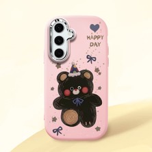 HONTINGA Samsung Galaxy S24 Fe ile Uyumlu Kılıfı Kamera Korumalı Düşüme Önleyici Basitlik Pembe Yumuşak Silikon Telefon Kılıfı Hello Kitty Desenli K4-0182