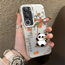 HONTINGA Vivo Y19S ile Uyumlu Kılıfı Silikon Kenar Sert Arka Düşüme Önleyici Basitlik Anti Düşme Kamera Korumali Kedi Panda Telefon Kılıfı Kadın ve Erkek Için Uygundur K1-0846
