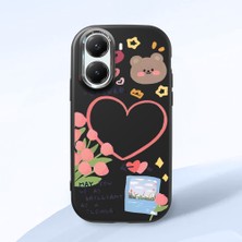 HONTINGA Poco X7 Pro ile Uyumlu Kılıfı Kamera Korumalı Düşüme Önleyici Basitlik Siyah Yumuşak Silikon Telefon Kılıfı Kalp Desenli K4-0183