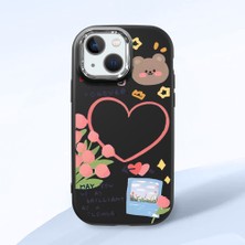 HONTINGA iPhone 13 Mini ile Uyumlu Kılıfı Kamera Korumalı Düşüme Önleyici Basitlik Siyah Yumuşak Silikon Telefon Kılıfı Kalp Desenli K4-0183