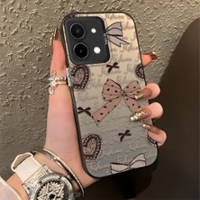HONTINGA Vivo Y28 ile Uyumlu Kılıfı Silikon Kenar Sert Arka Düşüme Önleyici Basitlik Anti Düşme Kamera Korumali Fiyonk Desen Telefon Kılıfı Kadın ve Erkek Için Uygundur K1-0844