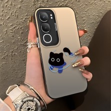 HONTINGA Vivo Y19S ile Uyumlu Kılıfı Silikon Kenar Sert Arka Düşüme Önleyici Basitlik Anti Düşme Kamera Korumali Kedi Desen Telefon Kılıfı Kadın ve Erkek Için Uygundur K1-0845