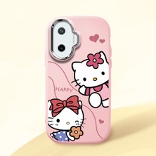 HONTINGA Xiaomi Poco F7 ile Uyumlu Kılıfı Kamera Korumalı Düşüme Önleyici Basitlik Pembe Yumuşak Silikon Telefon Kılıfı Kitty Desenli K4-0224