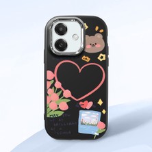 HONTINGA Oppo A3X 5g ile Uyumlu Kılıfı Kamera Korumalı Düşüme Önleyici Basitlik Siyah Yumuşak Silikon Telefon Kılıfı Kalp Desenli K4-0183