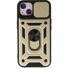 Iphone 14 Kılıf Pars Lens Yüzüklü Silikon - Gold