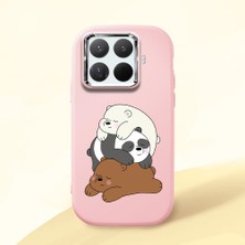 HONTINGA Xiaomi Mi 15T Pro ile Uyumlu Kılıfı Kamera Korumalı Düşüme Önleyici Basitlik Pembe Yumuşak Silikon Telefon Kılıfı Ayı Desenli K4-0225