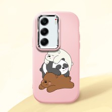 HONTINGA Tecno Camon 40 ile Uyumlu Kılıfı Kamera Korumalı Düşüme Önleyici Basitlik Pembe Yumuşak Silikon Telefon Kılıfı Ayı Desenli K4-0225