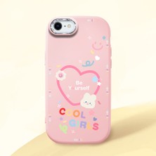 HONTINGA iPhone 7 ile Uyumlu Kılıfı Kamera Korumalı Düşüme Önleyici Basitlik Pembe Yumuşak Silikon Telefon Kılıfı Kalp Desenli K4-0226