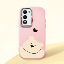 HONTINGA Oppo A5 ile Uyumlu Kılıfı Kamera Korumalı Düşüme Önleyici Basitlik Pembe Yumuşak Silikon Telefon Kılıfı Ayı Desenli K4-0185