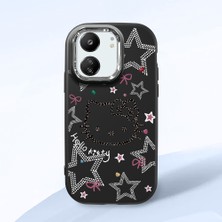 HONTINGA Redmi 13C ile Uyumlu Kılıfı Kamera Korumalı Düşüme Önleyici Basitlik Siyah Yumuşak Silikon Telefon Kılıfı Hello Kitty Desenli K4-0227