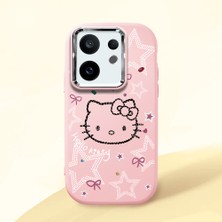 HONTINGA Vivo X200 Fe ile Uyumlu Kılıfı Kamera Korumalı Düşüme Önleyici Basitlik Pembe Yumuşak Silikon Telefon Kılıfı Hello Kitty Desenli K4-0227