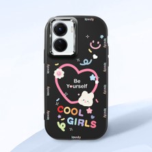 HONTINGA Vivo Y02S ile Uyumlu Kılıfı Kamera Korumalı Düşüme Önleyici Basitlik Siyah Yumuşak Silikon Telefon Kılıfı Kalp Desenli K4-0226