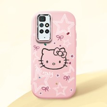 HONTINGA Redmi 10 2022 ile Uyumlu Kılıfı Kamera Korumalı Düşüme Önleyici Basitlik Pembe Yumuşak Silikon Telefon Kılıfı Hello Kitty Desenli K4-0227