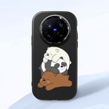 HONTINGA Vivo X200 Pro ile Uyumlu Kılıfı Kamera Korumalı Düşüme Önleyici Basitlik Siyah Yumuşak Silikon Telefon Kılıfı Ayı Desenli K4-0225