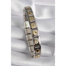 Çelik Gümüş Renk Gold Kalp Işleme Nomination Model Kadın Bileklik