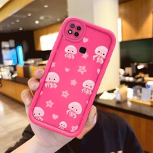 HONTINGA Redmi 9c ile Uyumlu Kılıfı Düşüme Önleyici Basitlik Anti Düşme Kamera Korumali Şirin Ahtapot Desen Gül Kırmızı Yumuşak Silikon Telefon Kılıfı Kadın ve Erkek Için Uygundur K8-0090