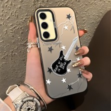 HONTINGA Samsung Galaxy S24 Fe ile Uyumlu Kılıfı Silikon Kenar Sert Arka Düşüme Önleyici Basitlik Anti Düşme Kamera Korumali Gitar Desen Telefon Kılıfı Kadın ve Erkek Için Uygundur K1-0849