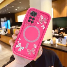 HONTINGA Redmi Note 11S ile Uyumlu Kılıfı Düşüme Önleyici Basitlik Anti Düşme Kamera Korumali Şirin Fiyonk Desen Gül Kırmızı Yumuşak Silikon Telefon Kılıfı Kadın ve Erkek Için Uygundur K8-0083