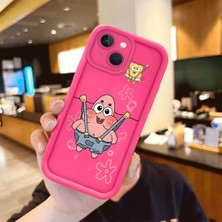 HONTINGA iPhone 13 ile Uyumlu Kılıfı Düşüme Önleyici Basitlik Anti Düşme Kamera Korumali Şirin Sünger Bob Desen Gül Kırmızı Yumuşak Silikon Telefon Kılıfı Kadın ve Erkek Için Uygundur K8-0104