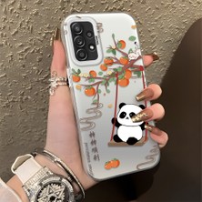 HONTINGA Samsung Galaxy A52 ile Uyumlu Kılıfı Silikon Kenar Sert Arka Düşüme Önleyici Basitlik Anti Düşme Kamera Korumali Kedi Panda Telefon Kılıfı Kadın ve Erkek Için Uygundur K1-0846