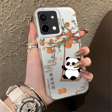 HONTINGA Vivo Y28 ile Uyumlu Kılıfı Silikon Kenar Sert Arka Düşüme Önleyici Basitlik Anti Düşme Kamera Korumali Kedi Panda Telefon Kılıfı Kadın ve Erkek Için Uygundur K1-0846