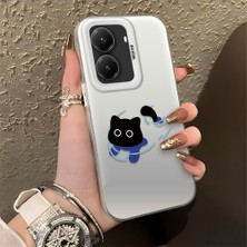 HONTINGA Poco X7 Pro ile Uyumlu Kılıfı Silikon Kenar Sert Arka Düşüme Önleyici Basitlik Anti Düşme Kamera Korumali Kedi Desen Telefon Kılıfı Kadın ve Erkek Için Uygundur K1-0845