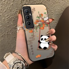 HONTINGA Realme C65 4g ile Uyumlu Kılıfı Silikon Kenar Sert Arka Düşüme Önleyici Basitlik Anti Düşme Kamera Korumali Kedi Panda Telefon Kılıfı Kadın ve Erkek Için Uygundur K1-0846