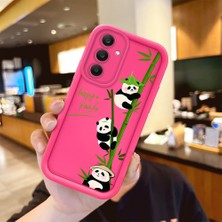 HONTINGA Samsung Galaxy S25 ile Uyumlu Kılıfı Düşüme Önleyici Basitlik Anti Düşme Kamera Korumali Şirin Panda Desen Gül Kırmızı Yumuşak Silikon Telefon Kılıfı Kadın ve Erkek Için Uygundur K8-0085