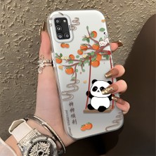 HONTINGA Samsung Galaxy A31 ile Uyumlu Kılıfı Silikon Kenar Sert Arka Düşüme Önleyici Basitlik Anti Düşme Kamera Korumali Kedi Panda Telefon Kılıfı Kadın ve Erkek Için Uygundur K1-0846