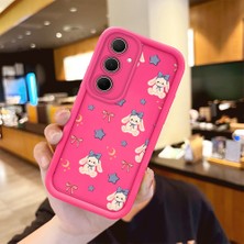 HONTINGA Samsung Galaxy A35 ile Uyumlu Kılıfı Düşüme Önleyici Basitlik Anti Düşme Kamera Korumali Şirin Ay Desen Gül Kırmızı Yumuşak Silikon Telefon Kılıfı Kadın ve Erkek Için Uygundur K8-0099