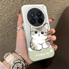 HONTINGA Vivo X200 Pro ile Uyumlu Kılıfı Silikon Kenar Sert Arka Düşüme Önleyici Basitlik Anti Düşme Kamera Korumali Kedi Desen Telefon Kılıfı Kadın ve Erkek Için Uygundur K1-0852