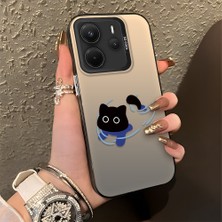 HONTINGA Xiaomi Redmi Note 14 ile Uyumlu Kılıfı Silikon Kenar Sert Arka Düşüme Önleyici Basitlik Anti Düşme Kamera Korumali Kedi Desen Telefon Kılıfı Kadın ve Erkek Için Uygundur K1-0845