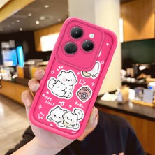 HONTINGA Infinix Hot 40 ile Uyumlu Kılıfı Düşüme Önleyici Basitlik Anti Düşme Kamera Korumali Şirin Kedi Desen Gül Kırmızı Yumuşak Silikon Telefon Kılıfı Kadın ve Erkek Için Uygundur K8-0087