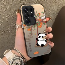 HONTINGA Samsung Galaxy S25 Ultra ile Uyumlu Kılıfı Silikon Kenar Sert Arka Düşüme Önleyici Basitlik Anti Düşme Kamera Korumali Kedi Panda Telefon Kılıfı Kadın ve Erkek Için Uygundur K1-0846