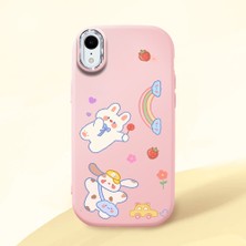 HONTINGA iPhone Xr ile Uyumlu Kılıfı Kamera Korumalı Düşüme Önleyici Basitlik Pembe Yumuşak Silikon Telefon Kılıfı Kalp Desenli K4-0183