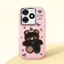 HONTINGA Tecno Spark Go 2024 ile Uyumlu Kılıfı Kamera Korumalı Düşüme Önleyici Basitlik Pembe Yumuşak Silikon Telefon Kılıfı Hello Kitty Desenli K4-0182