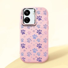 HONTINGA Poco C65 ile Uyumlu Kılıfı Kamera Korumalı Düşüme Önleyici Basitlik Pembe Yumuşak Silikon Telefon Kılıfı Kedi Desenli K4-0184